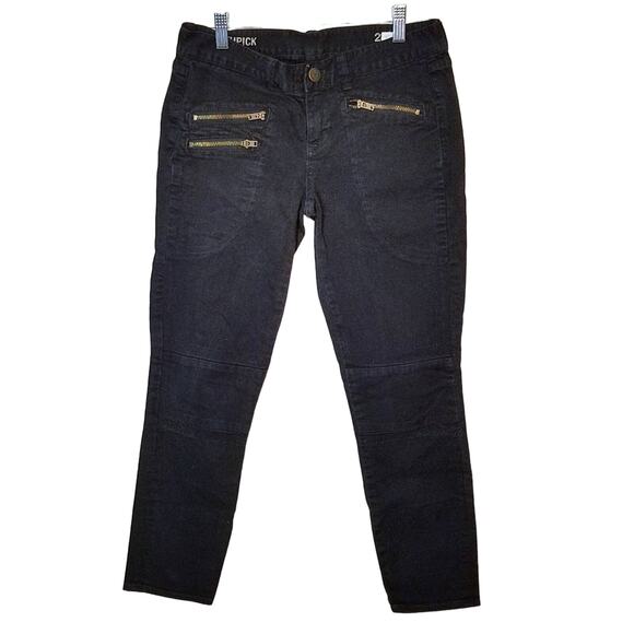 J Crew Toothpick Mid Rise Zipper Detail Skinny Ankle Black Denim Jeans Size 28 - Picture 2 of 9